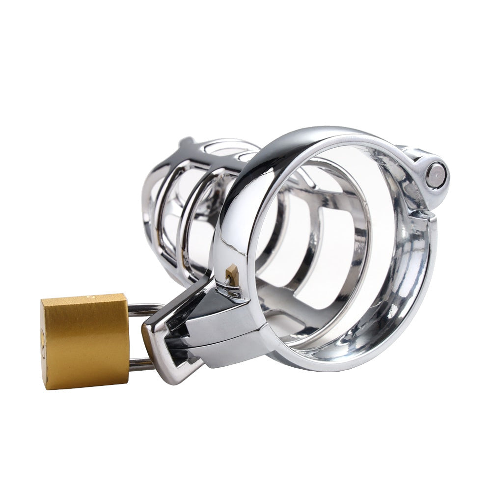 Unlock your desires with the Pitiful Penile Prison—metal shell with thorns that keep urges in check. With vented design for hygiene, its secure vice holds with ease, yet isn't loose when you pop the nut.