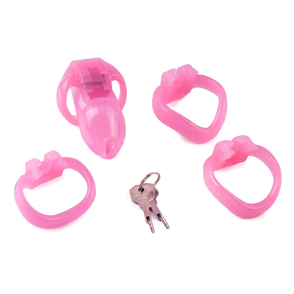 Elevate your femdom dynamics with the Holy Trainer V4 Pink Resin Sissy Chastity Cage. The power of control led by its secure design makes it ideal for submissive play.