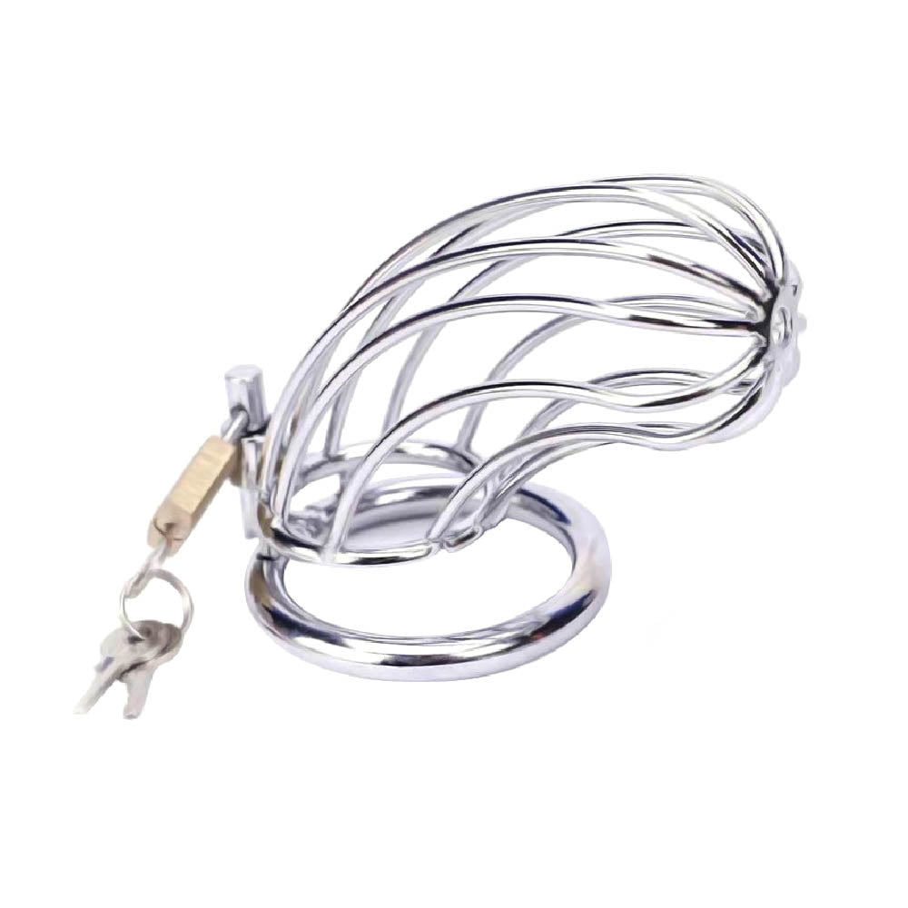 Elevate your restraint game with this jewelry-like metal chastity cage. It looks stylish while being functional, with customizable ring sizes and pod design for comfort during long-term wear.