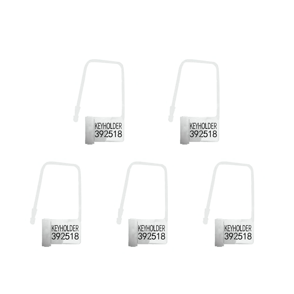 Stealthy disposable locks in black and white, perfect for keyed play. Removable only by cutting, these keyless tags add intrigue without heavy padlocks, ensuring discreet wear.
