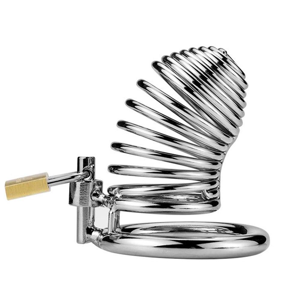 Enhance your BDSM journey with this steel spiral chastity cage. The hinged design and customizable base ring ensure comfort with easy assembly, while maintaining discretion and hygiene.