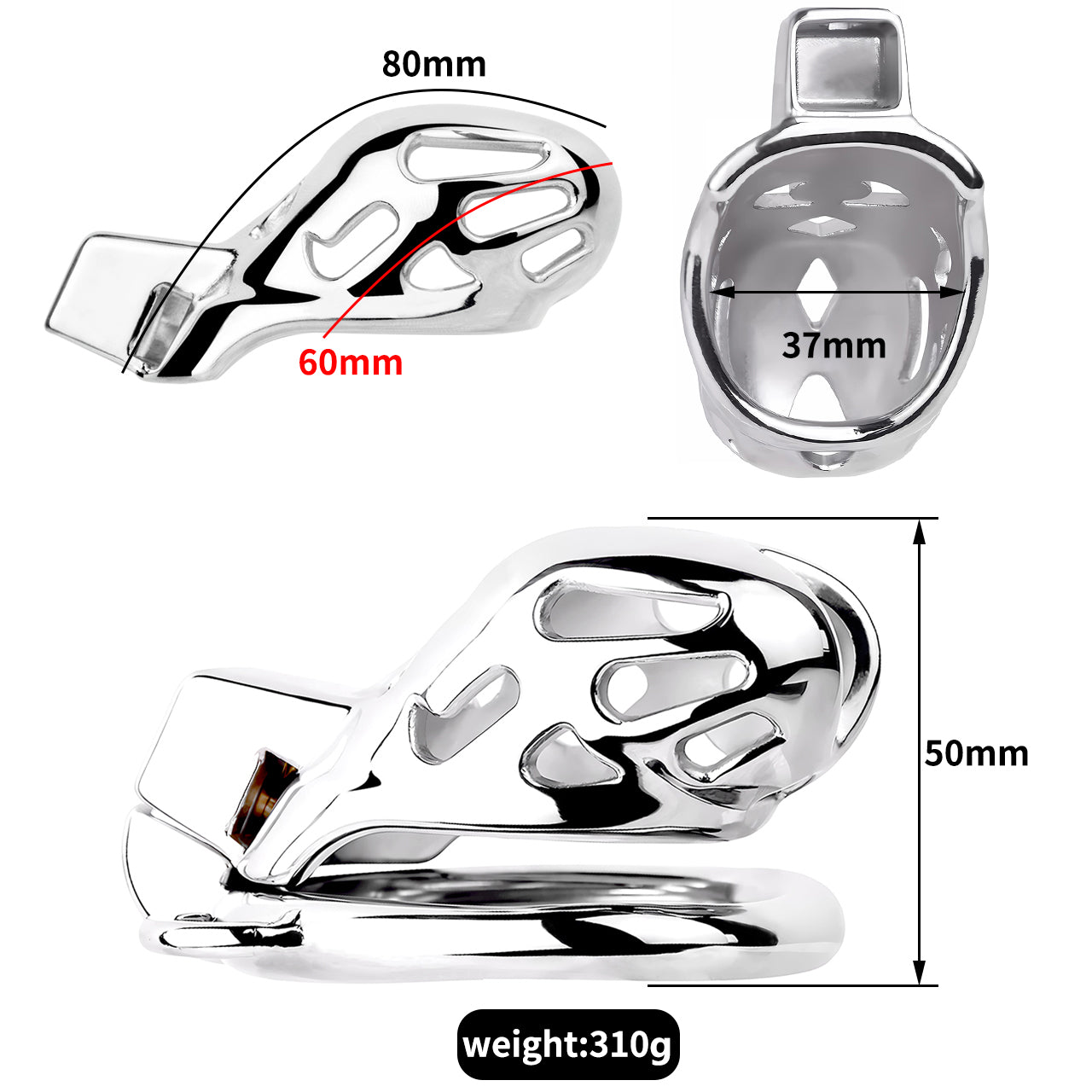 Elevate your BDSM play with this exquisite chastity cage. Crafted from durable stainless steel, its lightweight design ensures comfort while providing a secure fit, reducing stress of losing control. Tailored fit and subtle aesthetic make it discreet under clothing for everyday use. Perfect for tease and denial play, ensuring your desires are half-ended unless your keyholder decides otherwise.