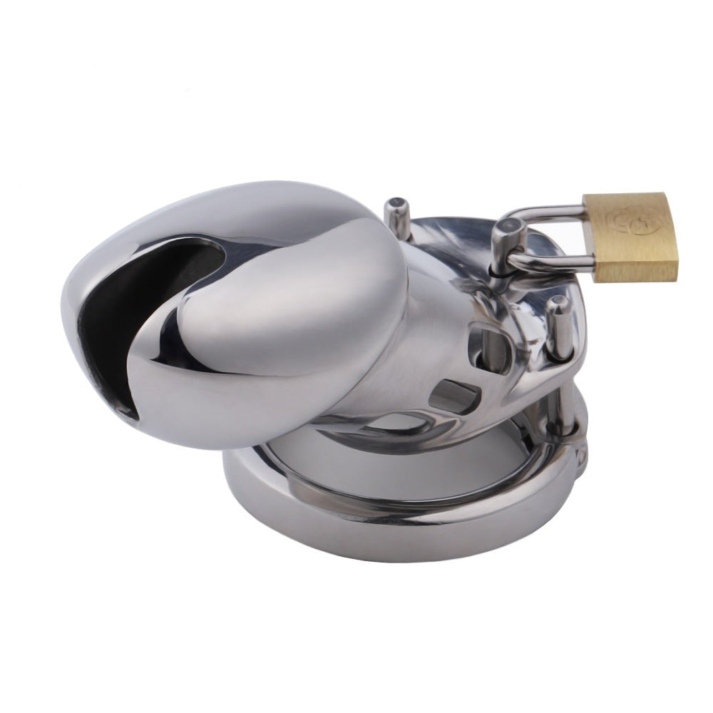 Elevate your play with this stylish silver chastity cage! Lightweight metal ensures comfort, while three ring sizes offer a perfect fit. Secure it with the integrated padlock and customizable clips for hassle-free scenarios, free from painful moments. Enjoy aesthetics, multiple options, and lasting security.