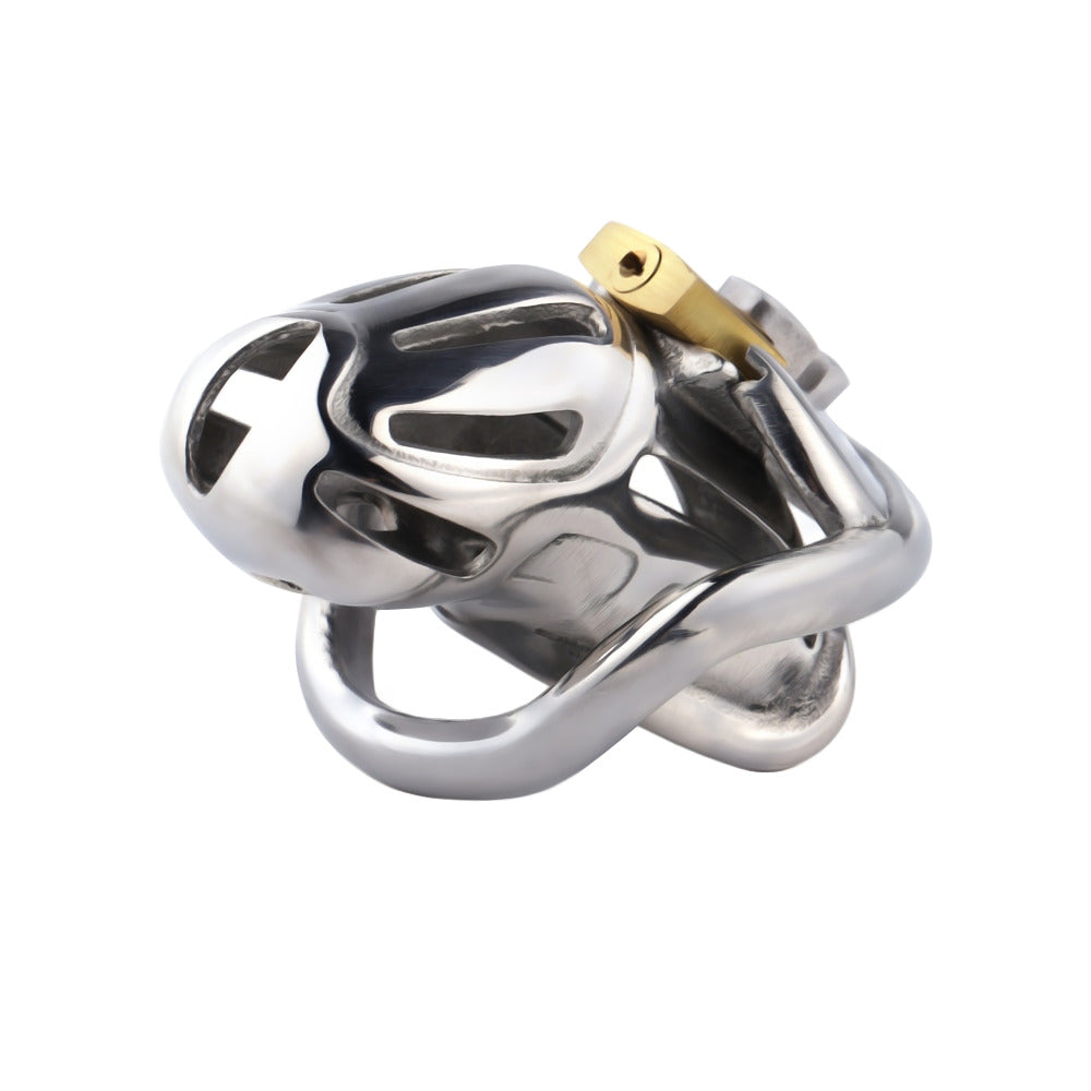 The inescapable charms of our stainless steel chastity device offer wearers unparalleled security. Perfectly ergonomic for daily wearing, its design lets keyholders enjoy complete control, enhancing the bond between partners.
