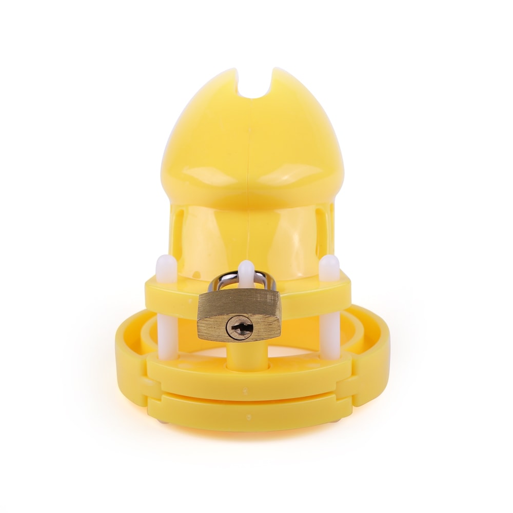 Unlock submission with this yellow sissy chastity cage. Lightweight yet secure, it disappears under clothes but won't slip, even at a wedding. Perfect for long wear or short adventures!