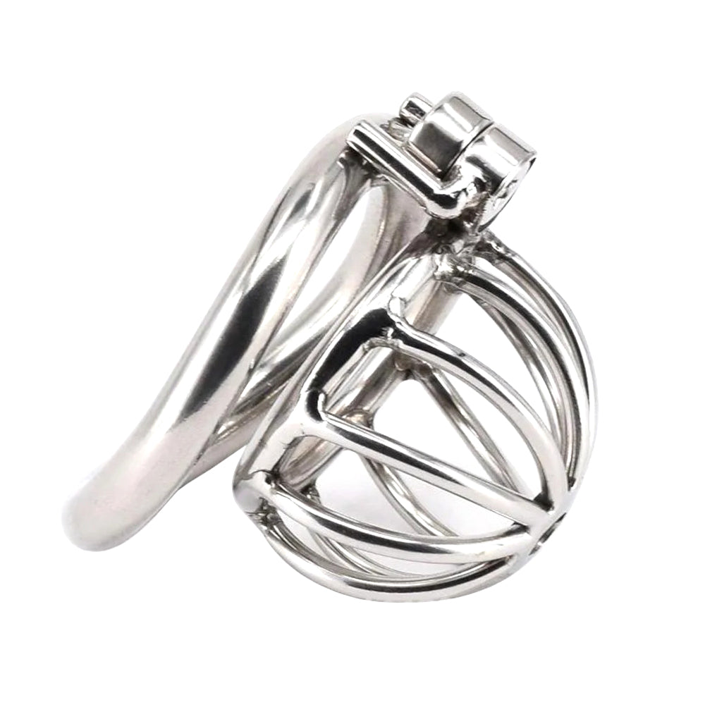 Locked in luxury, this stainless steel chastity cage offers a snug, secure fit for your sentence. Enjoy comfort with ventilation for the days of ultimate devotion and control.