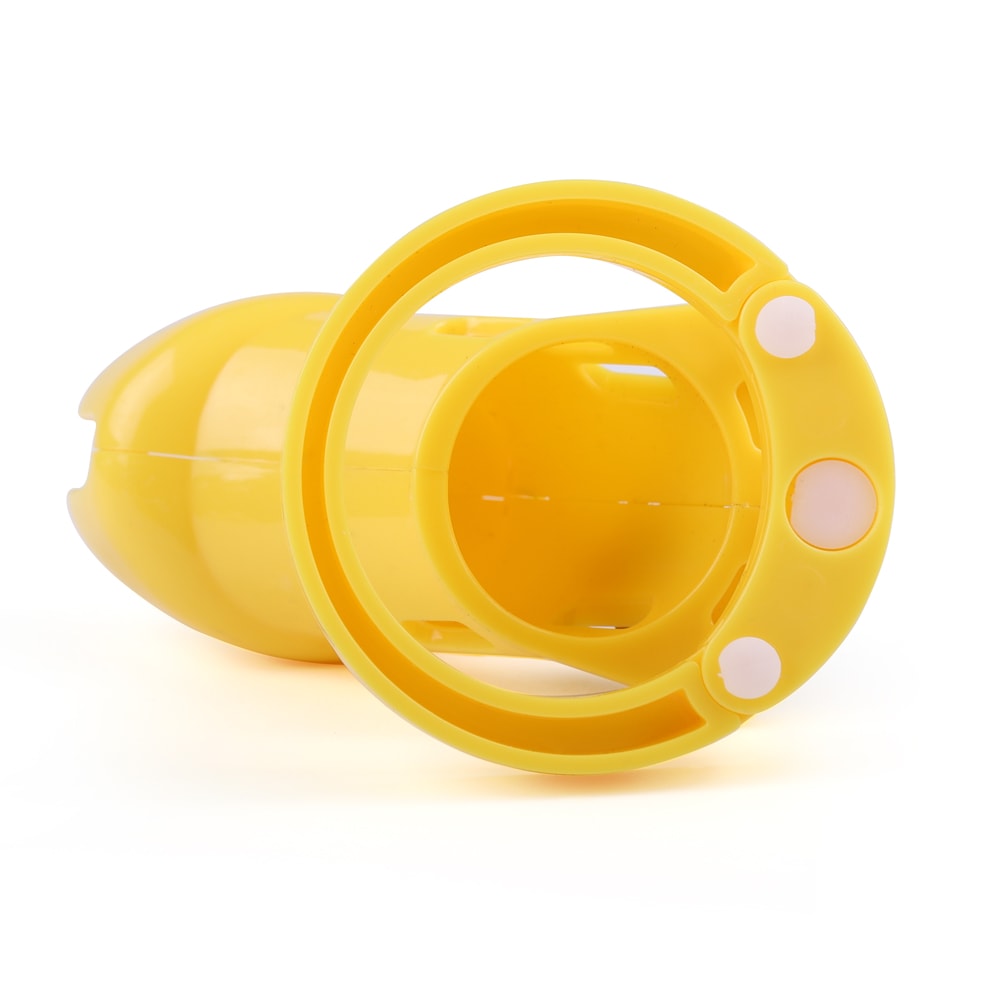Unlock thrilling submission with this vibrant yellow cage, perfect for sissies. Its snug fit leaves no room for expansion. With discreet, secure locks, your key becomes your ultimate power.