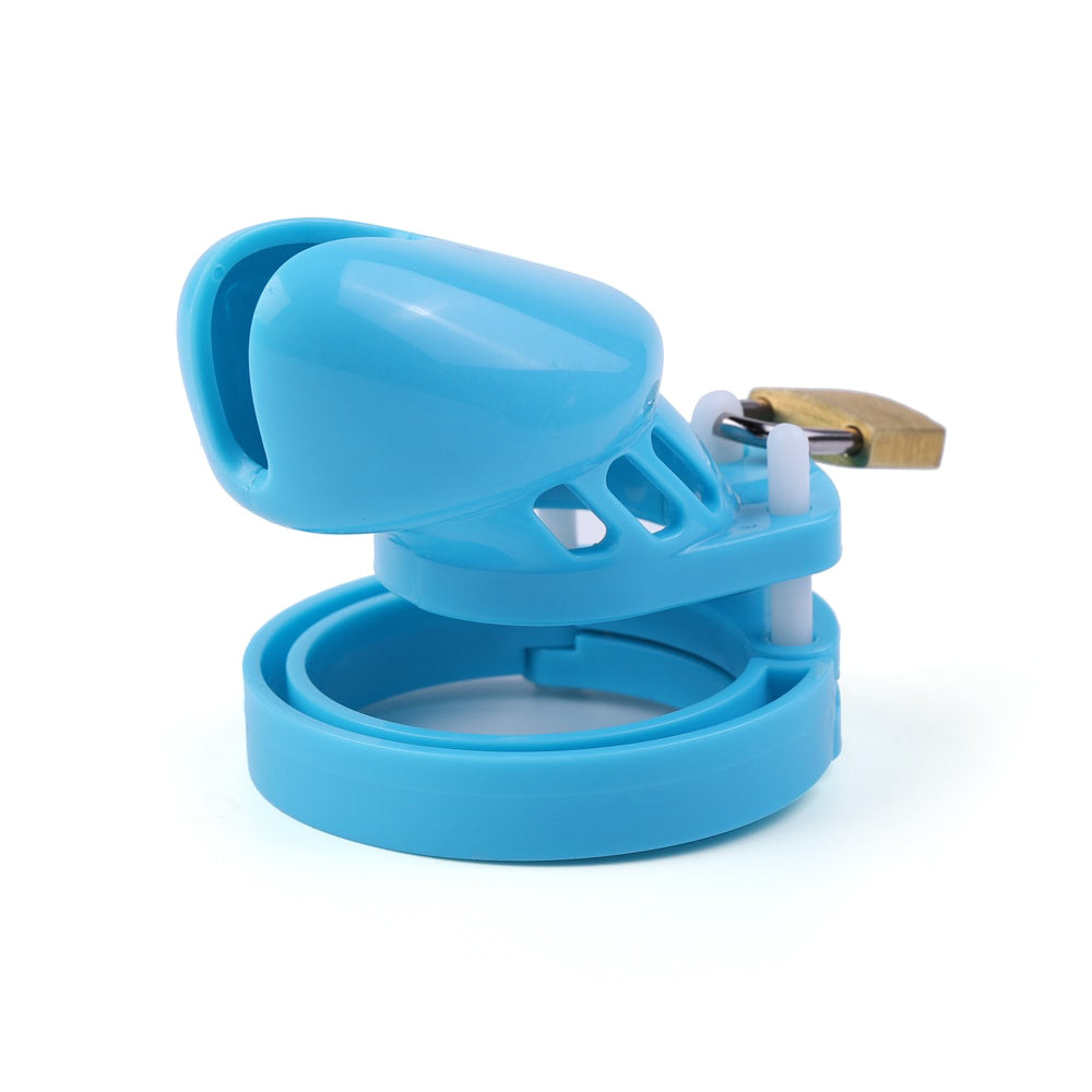 Dive into discreet chastity pleasures with this comfy blue cage. Its lightweight, little design ensures snug security while being nearly invisible under clothing, balancing both sides elegantly.
