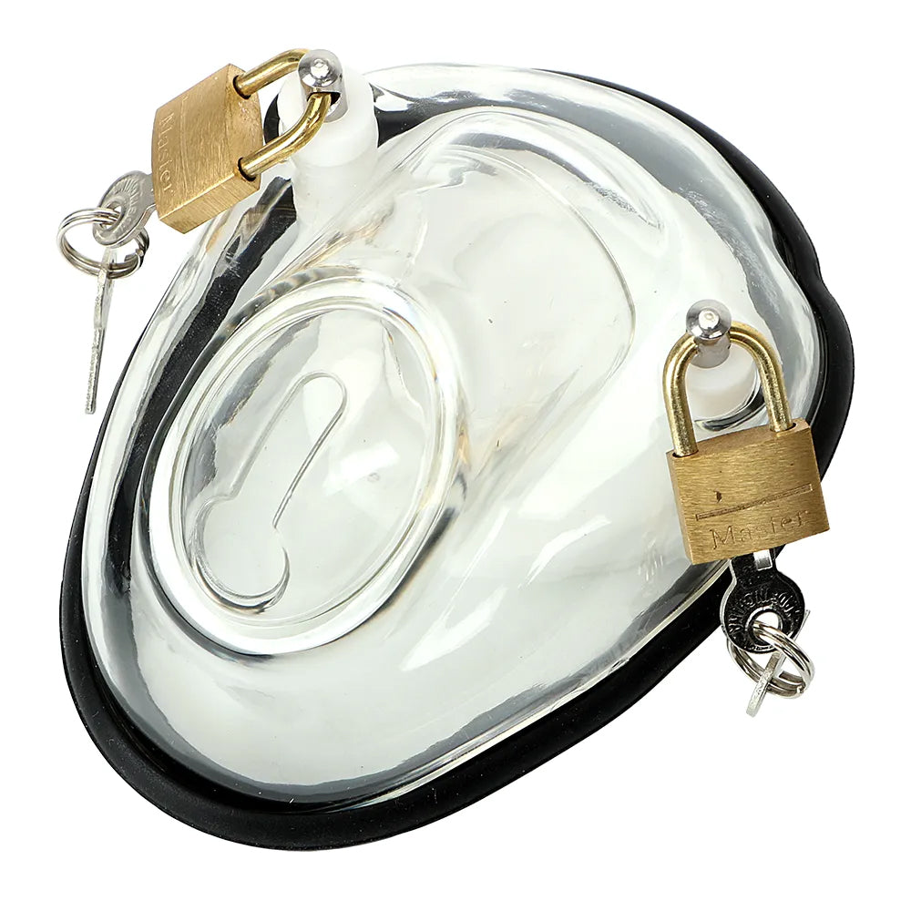 Discreet and breathable, this flat-coverage silicone enclosure allows for comfort and security in restrictive play. The hidden lock ensures privacy while the vented design prevents discomfort.