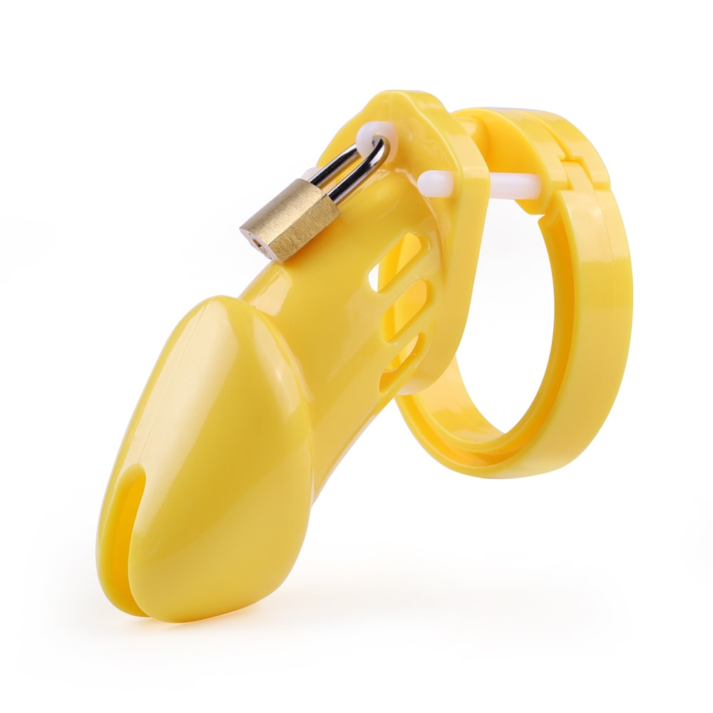 Unlock new levels of submission with our Yellow Bellied Sissy cage. Custom comfort is ensured with adjustable rings, while the open cagink design guarantees hygiene for extended enclosed wear.