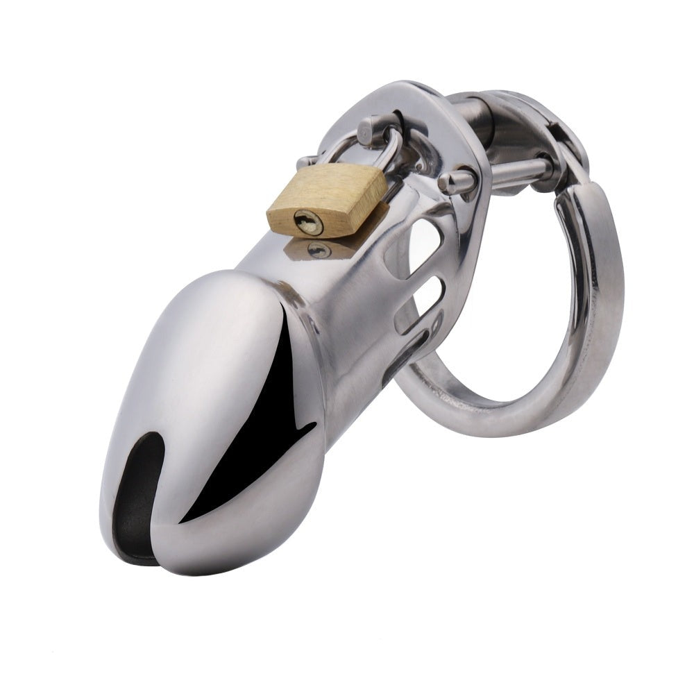 Dive into a new realm of connection with this sleek, silver chastity cage. Manage chores with ease and foster meaningful conversation while transforming your shopping list into a bonding adventure.