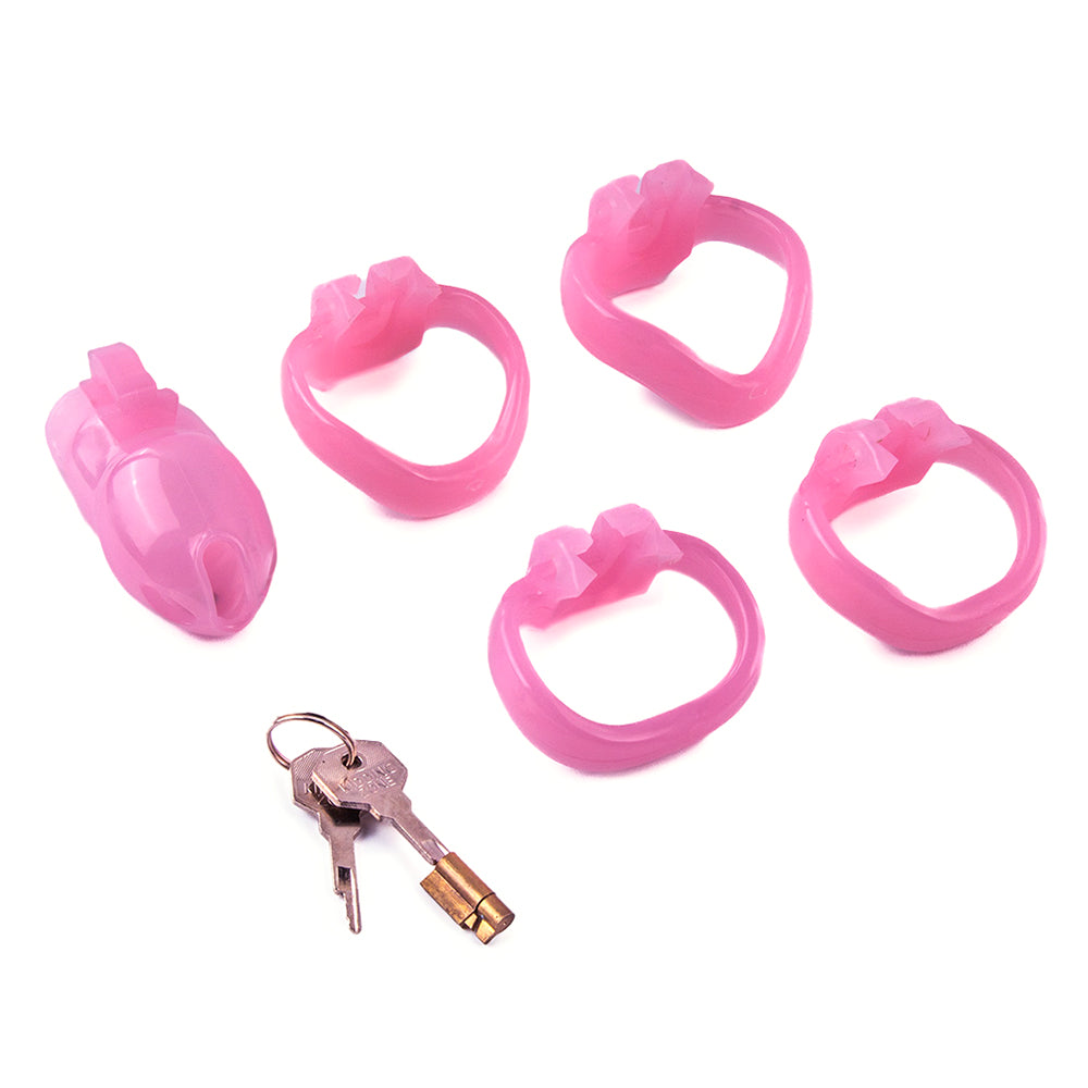 Unlock profound intimacy with this pink resin cage, offering secure comfort and a stylish aesthetic. Perfect for normalizing power dynamics with your keyholder, enjoy enhanced control and benefit from seamless conversation around chastity.