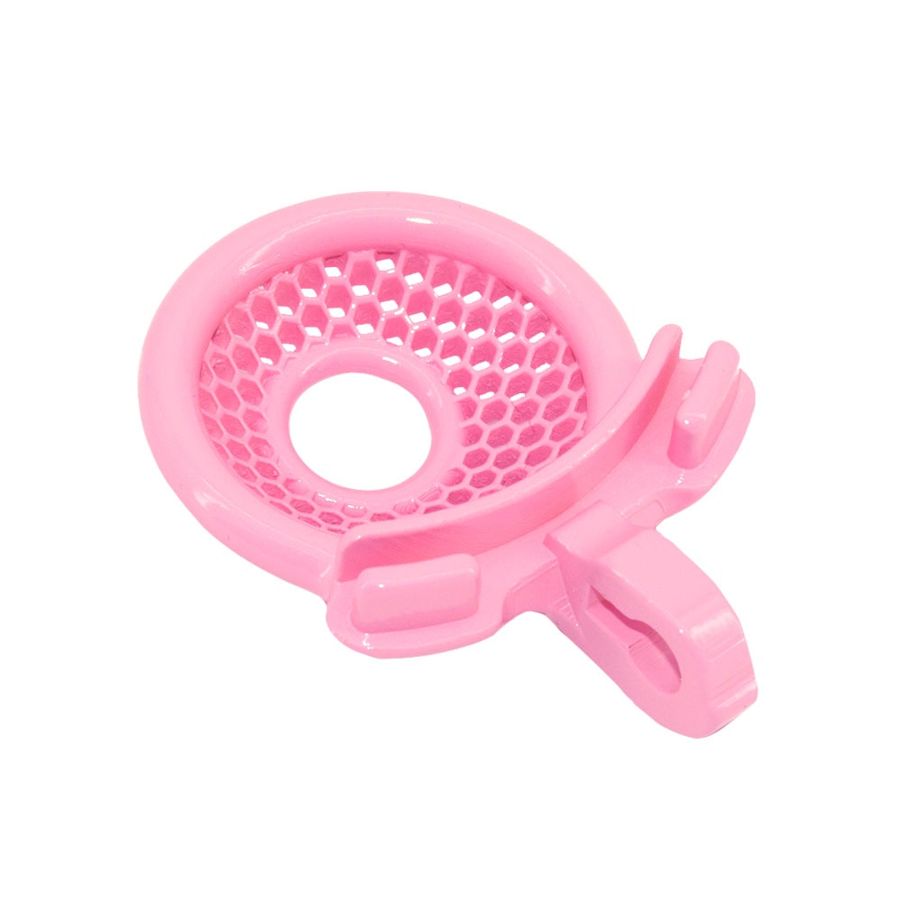 Dive into submission with this lightweight, breathable pink mesh cage crafted from biosourced materials. Enjoy easy, secure wear with gatling-style ring adjustments and discreet control.