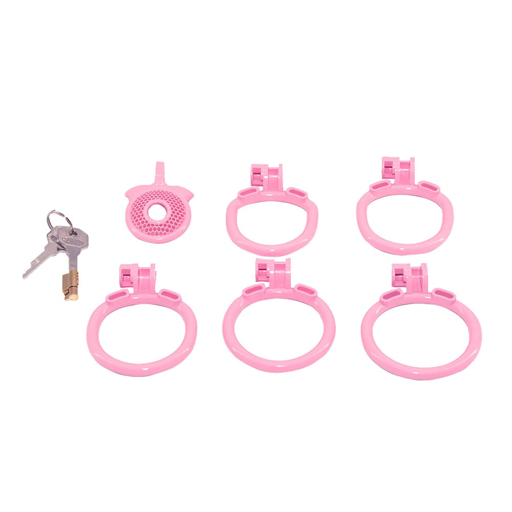 Delve into submission with this thick pink mesh cage. Its breathable design, insertable rod, and ergonomic fit ensure comfort, while the secure lock keeps control. Perfect for sissy play!