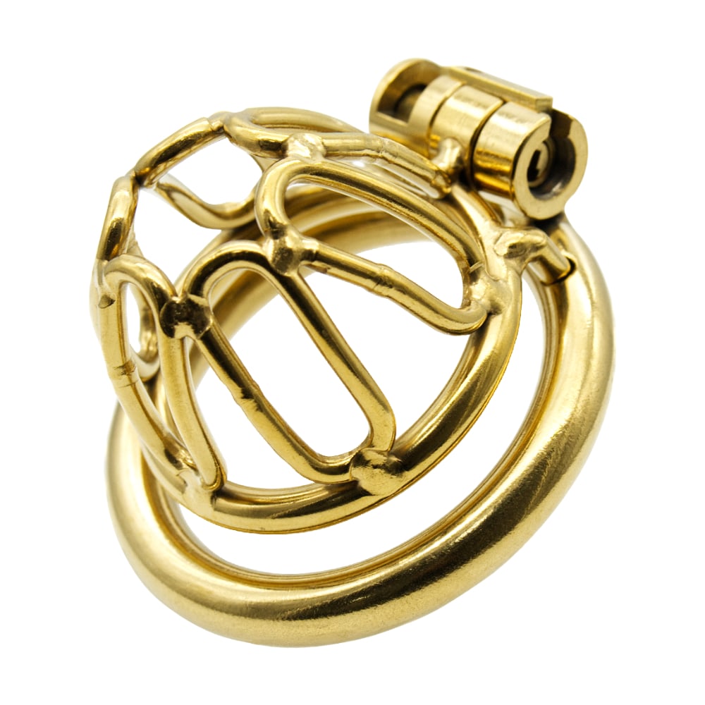 Unlock new dimensions of submission with our exquisitely designed Glossy Gold Link, a premium product boasting an innovative lockdown system. Highly rated in reviews, this stylish chastity cage is designed to be comfortably worn, maintaining discretion and allure. Its sleek blackout gold finish, sturdy metal construction, and integrated lock offer unmatched durability and security, redefining your sensual restraint experience.
