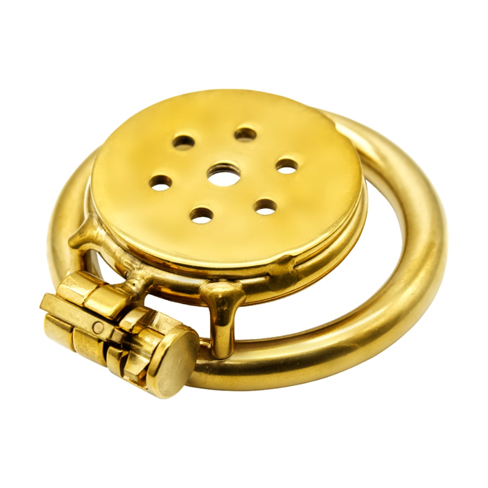 Unveil hidden desires with this elegant, gold-plated chastity cage. With a discreet lock and breathable design, it offers comfort while wearing under clothes, keeping your secrets hidden behind.