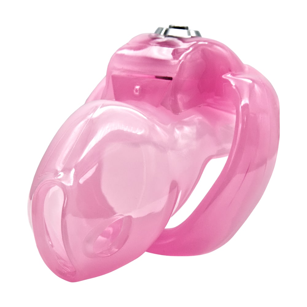 Unlock your desires with this pink resin sissy chastity cage. Perfect for prolonged wear, its secure lock and playful design minus discomfort offer an essential upgrade to your BDSM experience.