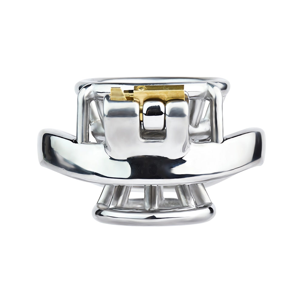Unlock the ultimate in comfort with our ergonomic metal chastity cage. Its secure lock and smaller design fit snugly around your testicles, blending restraint with comfort for a discreet, hygienic wear.