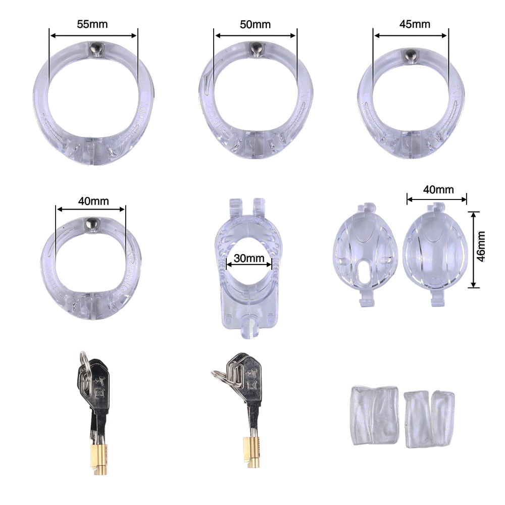 Discover jailhouse allure with our transparent chastity trap. Custom fit ensures comfort and discretion, while the blackout design and spiked interior provide an intense submission experience.