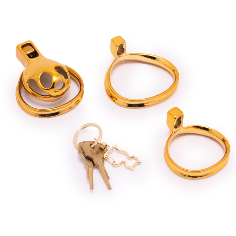 Unlock control with this discreet, luxurious gold sissy cage. Perfect for those exploring their feminine side in any room, it subtly transforms fighting urges into submission, shrinking away macho rage and reshaping your world.