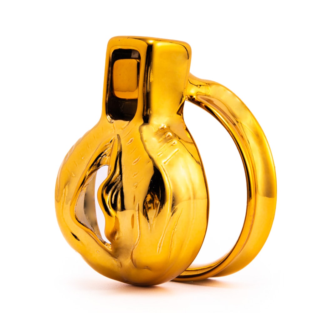 Unlock the ultimate in sensual sissification with this golden cage, designed to serve your deepest desires. Perfect for a strict dom, ensuring the bottom's obedient role as a devoted sub.