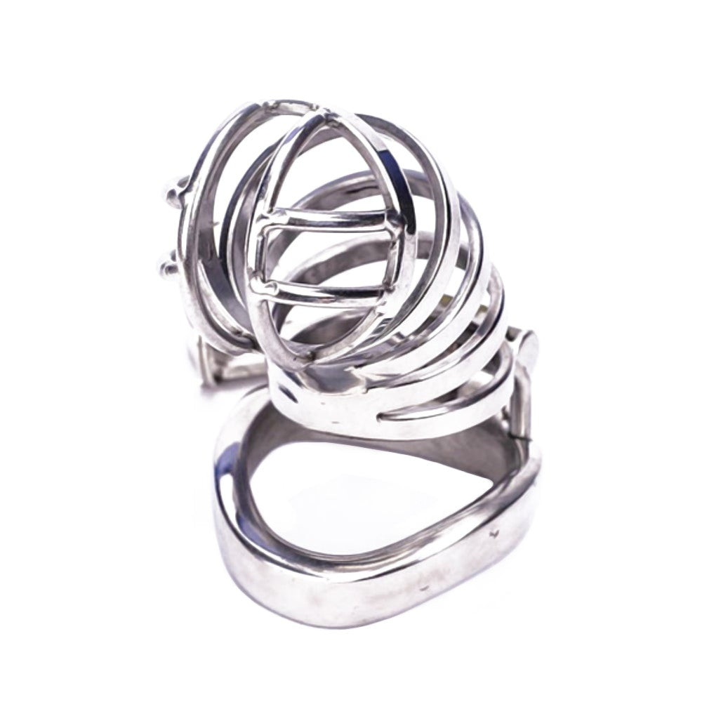 Discover unmatched comfort with the Mistress' Cruel Embrace Chastity Cage. Its lightweight steel design upgrades wearability, ensuring discretion under clothing without compromising security. Explore its ergonomic spiral fit, available in multiple sizes for a perfect match—ideal for long-distance control and self-discovery.