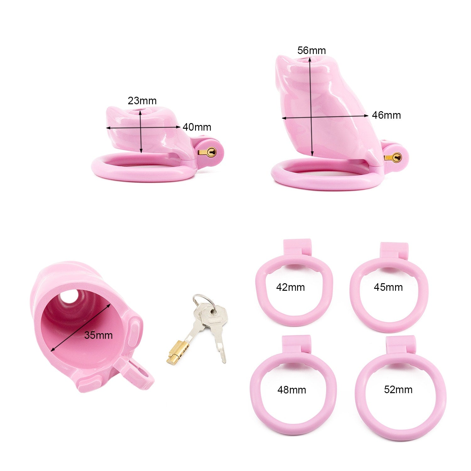 Unlock thrilling submission with this pink chastity product! The innovative inverted design tucks away any outward bulge, offering extra confidence while you embrace your desires.