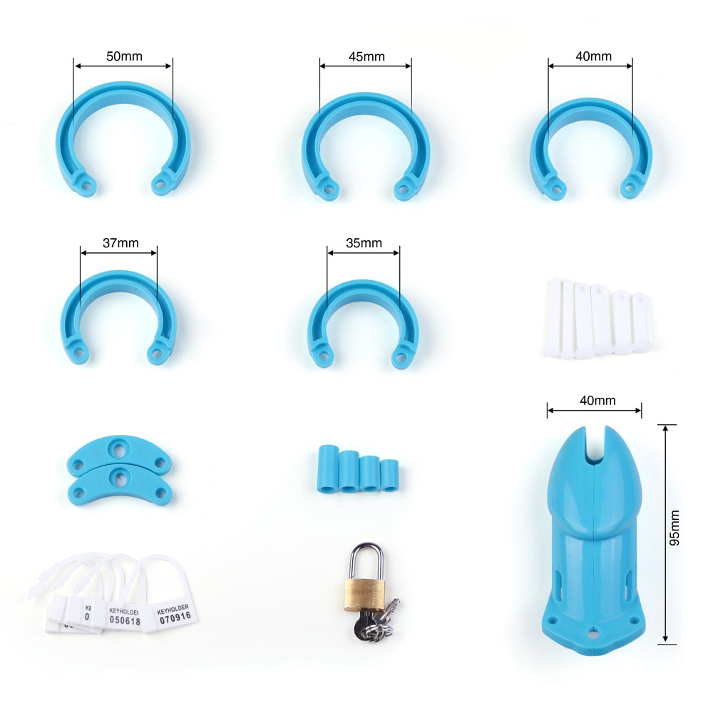 Unlock new dimensions of chastity with our cute, small device. The spiked design ensures a snug fit for an inny experience. Choose from multiple sizes for a customizable perma hold.