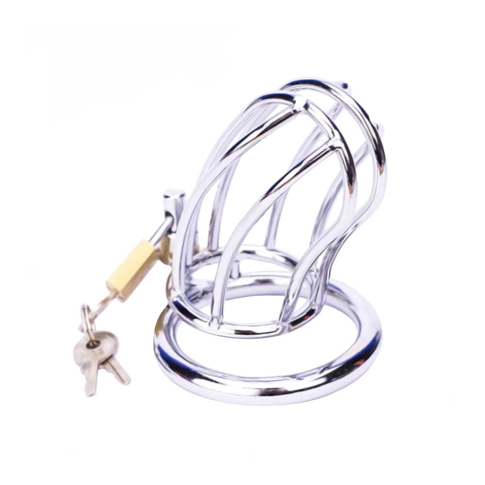 Enhance your intimate play with this extra small stainless steel chastity cage. Its curved design prevents slips and offers comfort. Cuff securely with adjustable rings for a snug fit, ensuring your balls remain confined and controlled. A perfect fusion of discreet design and sturdy metal construction for those exploring chastity in style.