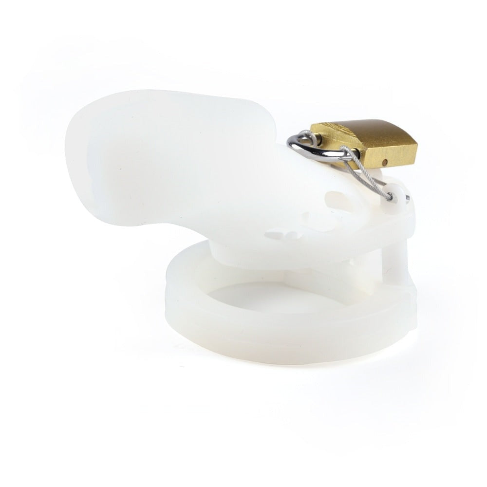 This tiny silicone nub cage offers a snug fit and secure feeling without the harshness of metal. With its turtle-like shell and adjustable rings, say goodbye to turtling!
