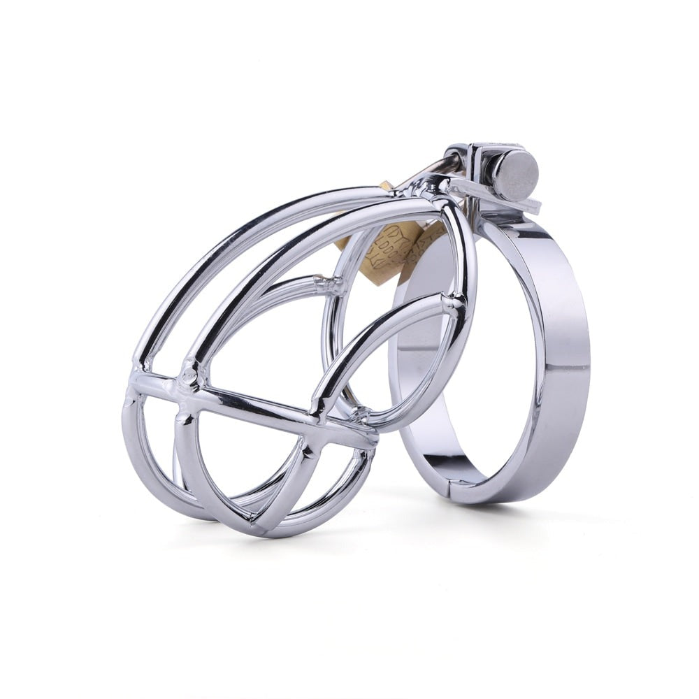 Crafted from enduring stainless steel, our chastity cage offers much in permanent enforcement of submission. With varied ring sizes, it’s versatile and know that comfort is sided with security.