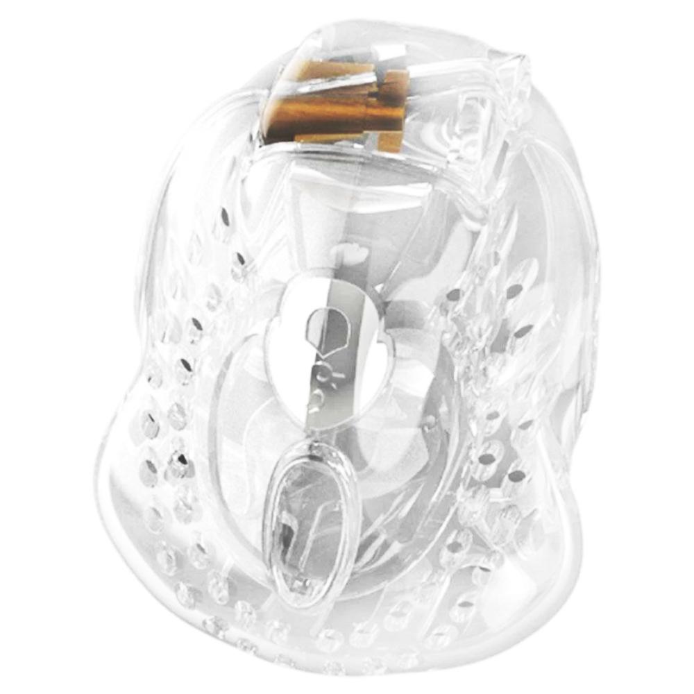 Enhance your submission play with this versatile chastity cage. The Silicone Sissy's secure key and lightweight pod ensure comfort with every wear. Choose black or clear for discreet style.
