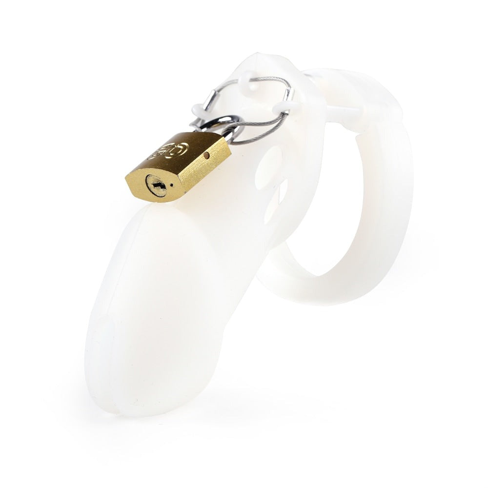 Unlock your sissy and crossdresser fantasies with this silicone plastic chastity, offering comfort and stylish lockless design. Perfect for permanent play, it ensures your desires remain contained and secure.