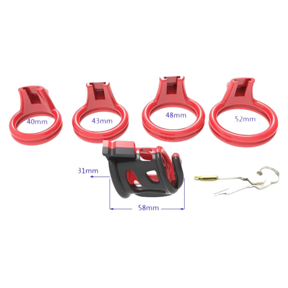 Embrace containment in style with a breathable, ergonomic silicone cage. Enjoy a comfortable fit with varying ring sizes and stealth sound for discretion. Durable, easy to maintain, secure, and available in vibrant pink or red.