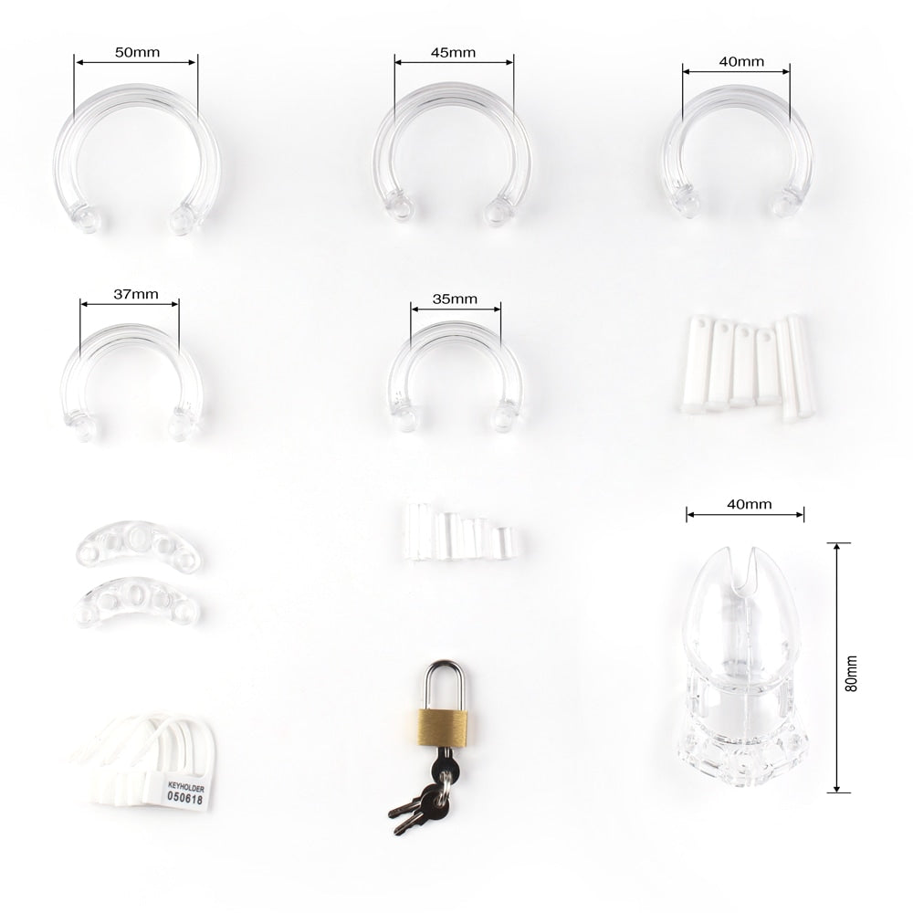Clear, hard resin cage prevents skin chafing and slipping with adjustable sizing. Tease your partner while maintaining control. Lightweight, discreet, and beginner-friendly.