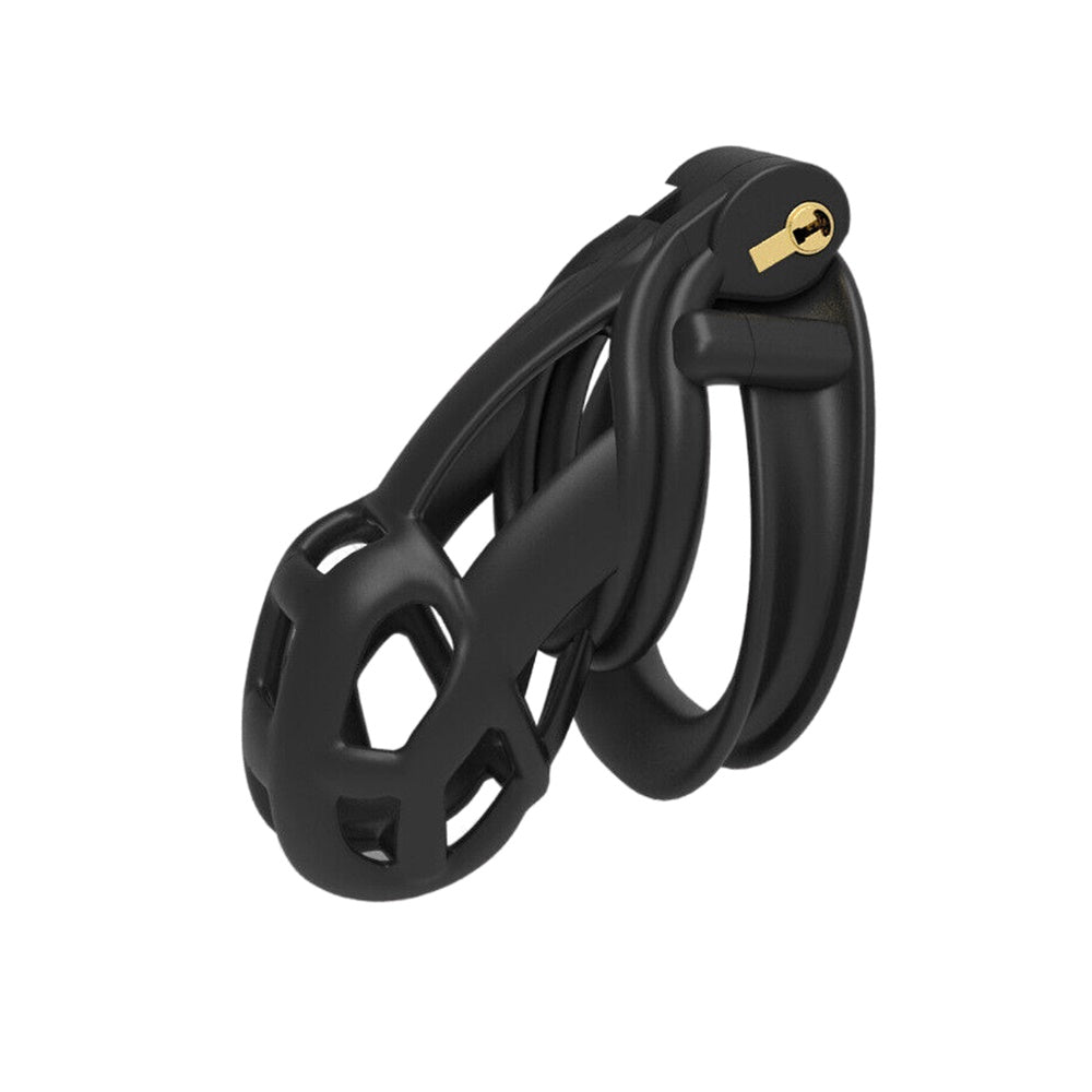 Ergonomically designed for the smallest anatomy, this sleek black plastic cage offers versatile size options, ensuring a snug fit. The testical-friendly design provides secure long-term comfort.