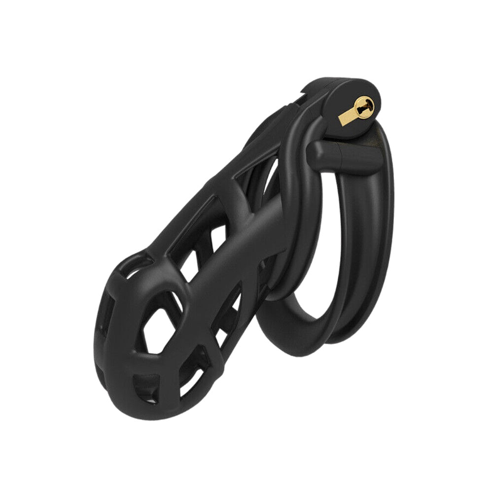 Discover the perfect fit with our sleek black silicone plastic chastity cage. Its snug design prevents slipping while maintaining comfort. Ideal for size, security, and breathability.