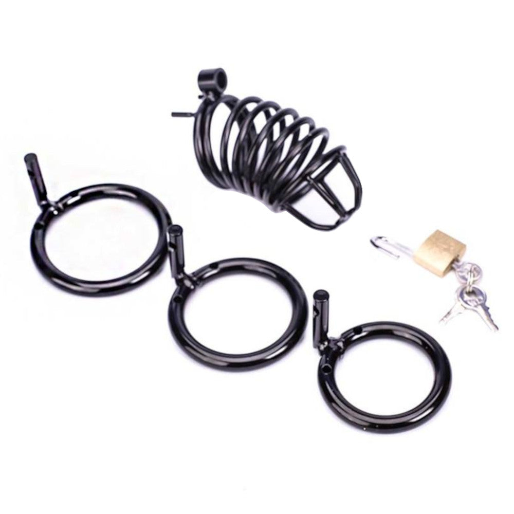 Embrace the thrill of submission with this sleek steel male chastity cage. Its rigid, permanent design offers unmatched security, ensuring your desires are locked away with ease. All three ring sizes included!