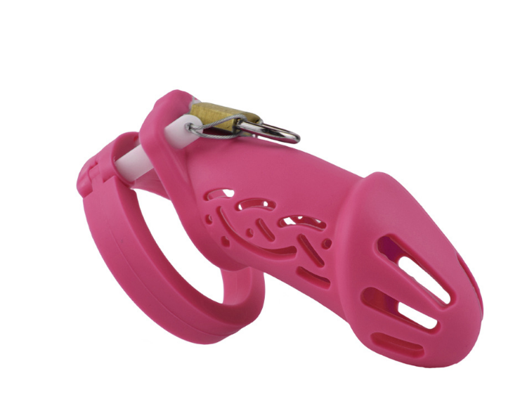 This flexible silicone sissy chastity cage, available in chic pink or black, offers a secure, customizable fit with its unique locking system. Stay stylishly caged with comfort. Perfect for everyday wear, dating, or under a dominant cougar’s control. Ventilation holes ensure breathability, and its pee-friendly design makes it a practical choice for those new to the world of chrome chastity.