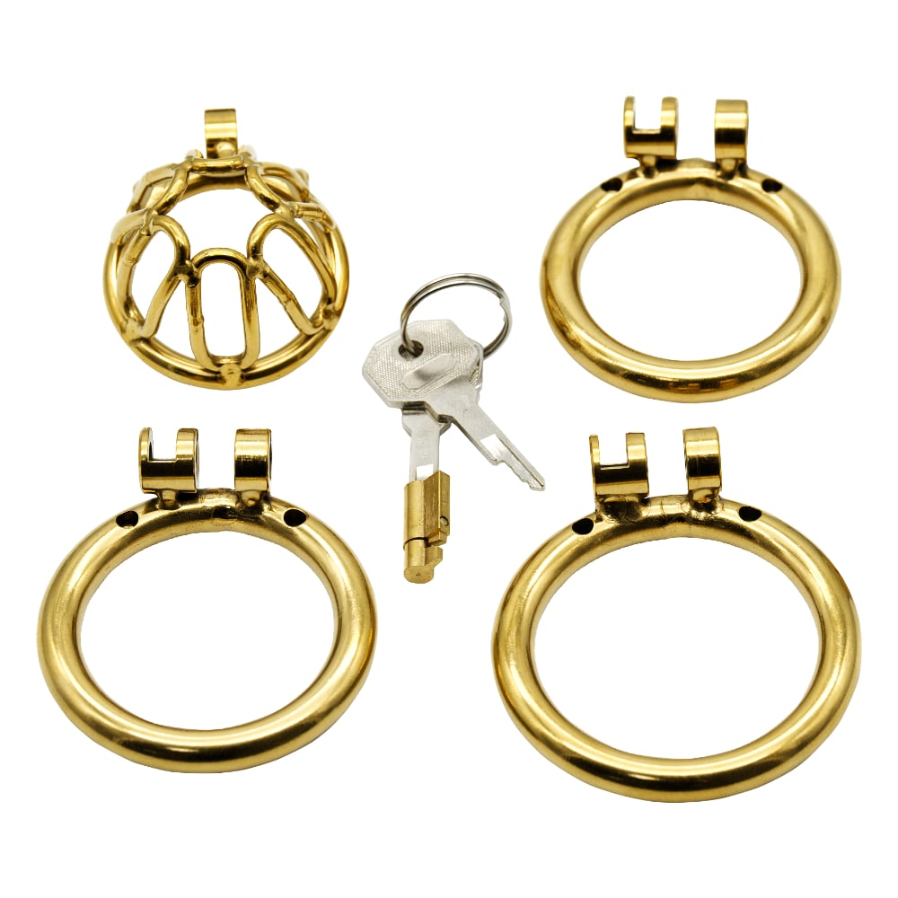 Glossy Gold Link Chastity Cage | Total Chastity