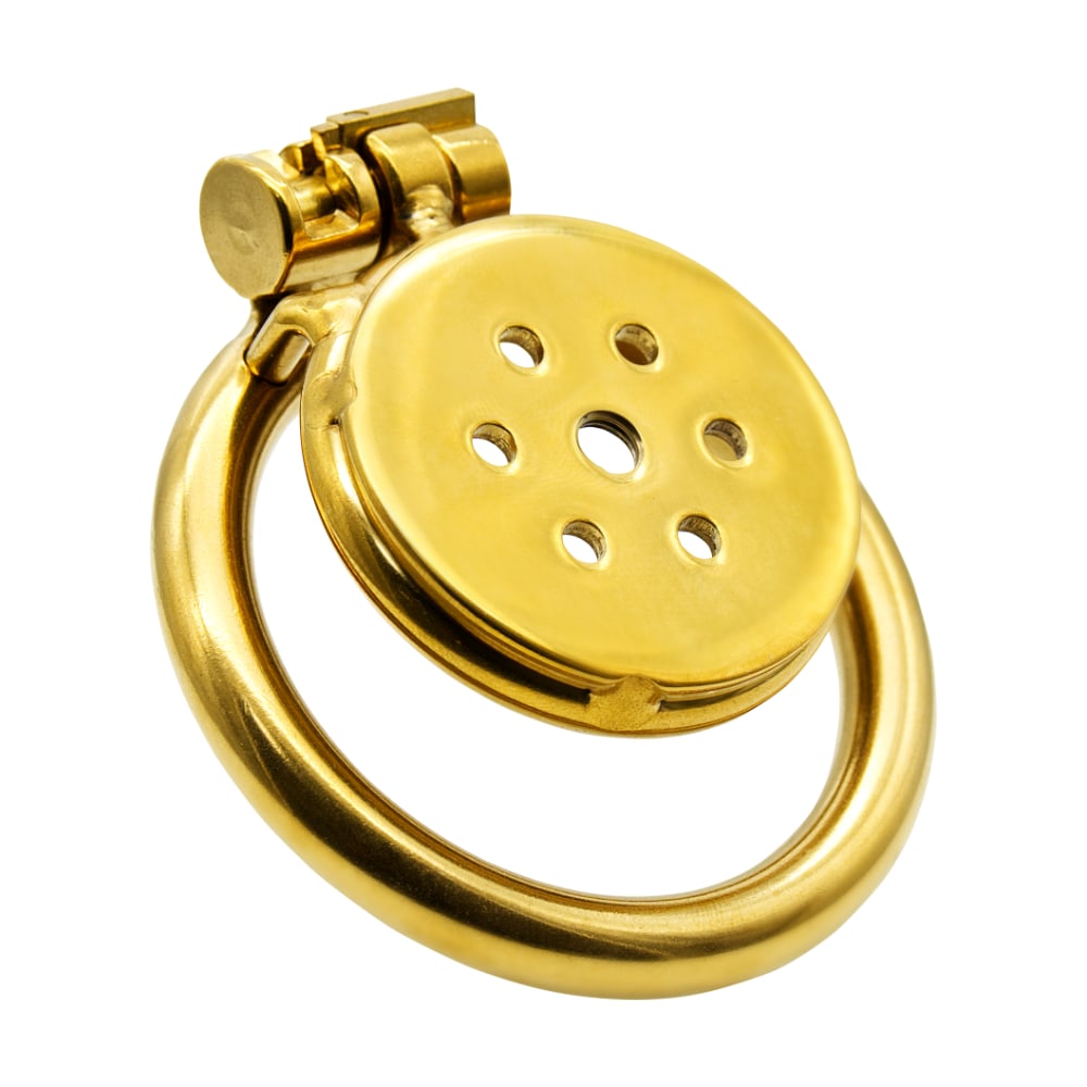 Flat-Plate Gold Chastity Cage