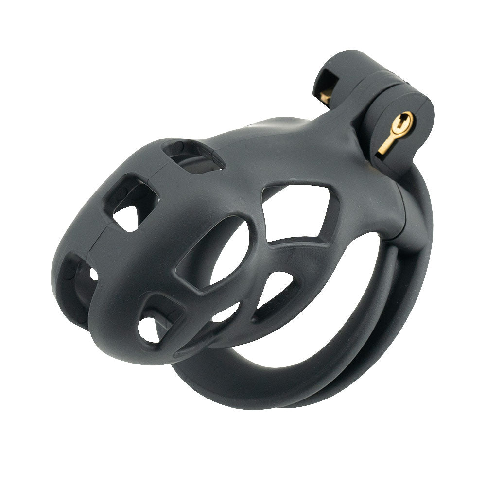 Unlock new intimacy dimensions with our large sleek black plastic chastity cage set. Five size models ensure a snug fit, while the easy cap locking tags enhance security and comfort.
