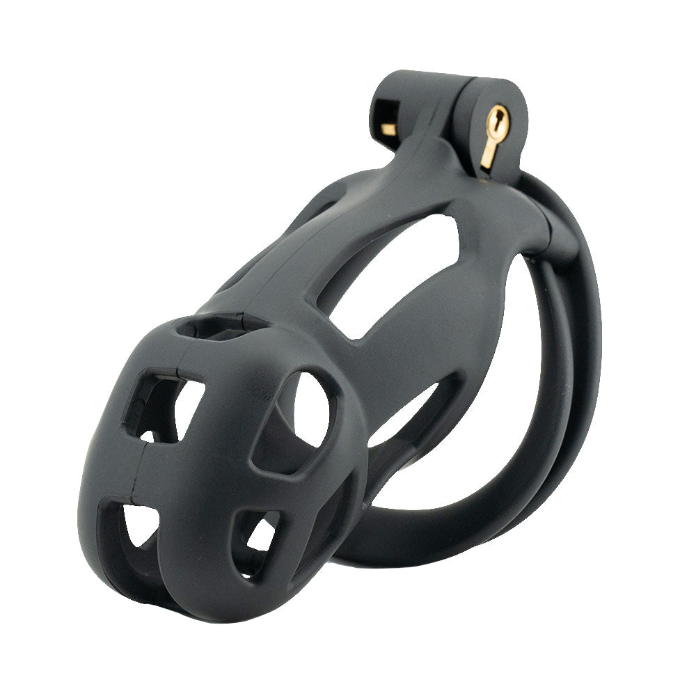 Ergonomically designed for the smallest anatomy, this sleek black plastic cage offers versatile size options, ensuring a snug fit. The testical-friendly design provides secure long-term comfort.